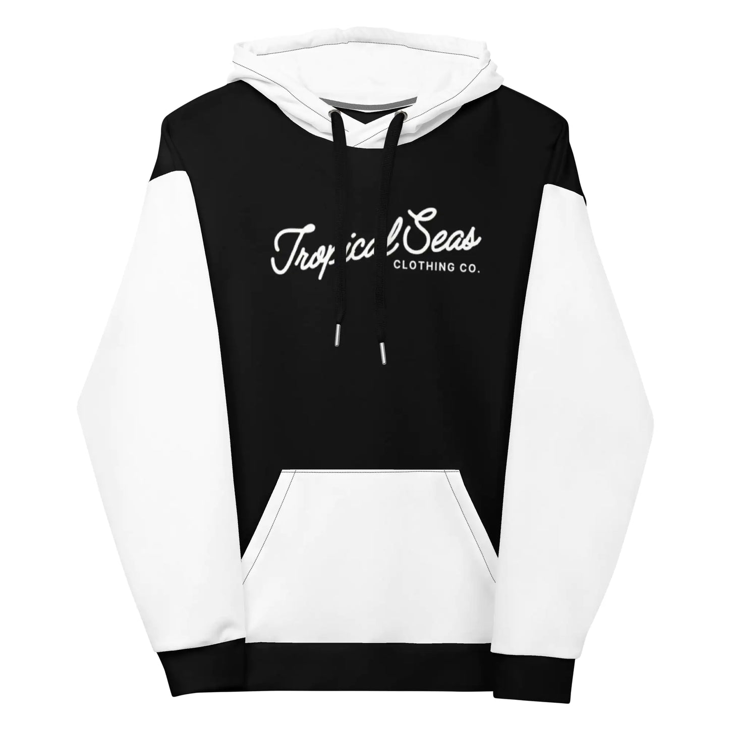 Sudadera Tropical de Dos Tonos Negra y Blanca con Capucha