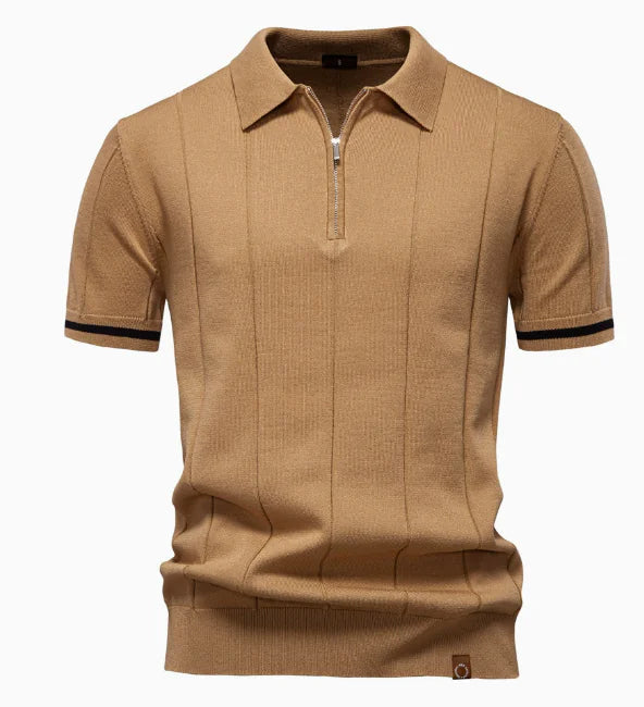 Camiseta Polo de Algodón Tejido para Hombres Verano 2025 (Una Pieza)