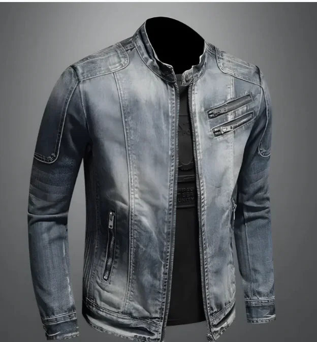 Chaqueta de Moda para Hombre con Cuello Alto y Cremallera Decorativa