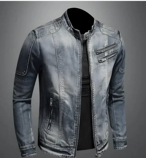 Chaqueta de Moda para Hombre con Cuello Alto y Cremallera Decorativa