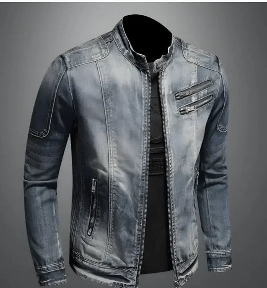 Chaqueta de Moda para Hombre con Cuello Alto y Cremallera Decorativa
