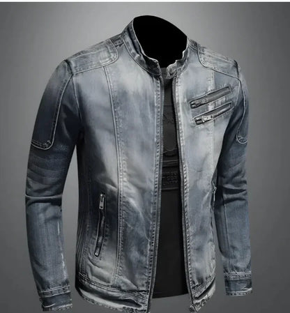Chaqueta de Moda para Hombre con Cuello Alto y Cremallera Decorativa