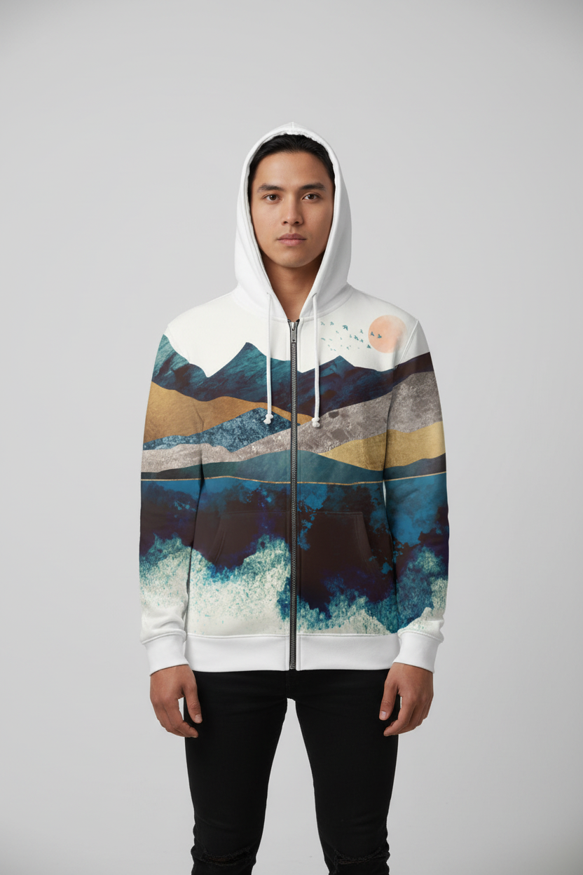 Blue Mountain Reflection – UNISEX ZIP HOODIE