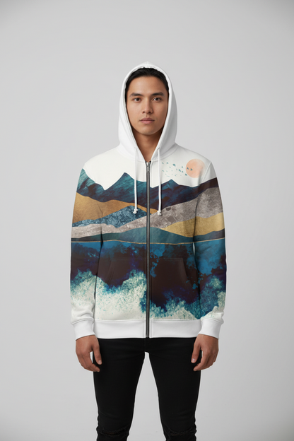 Blue Mountain Reflection – UNISEX ZIP HOODIE