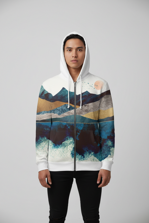 Blue Mountain Reflection – UNISEX ZIP HOODIE