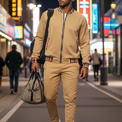 Checkered Detail Track Jacket Set