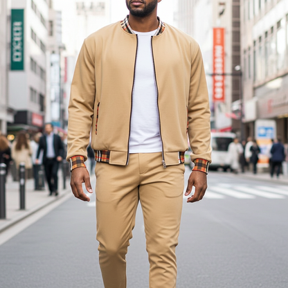 Checkered Detail Track Jacket Set