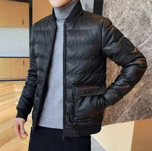 Chaqueta Acolchada para Hombre con Cuello Fijo y Bolsillos (Una Pieza)