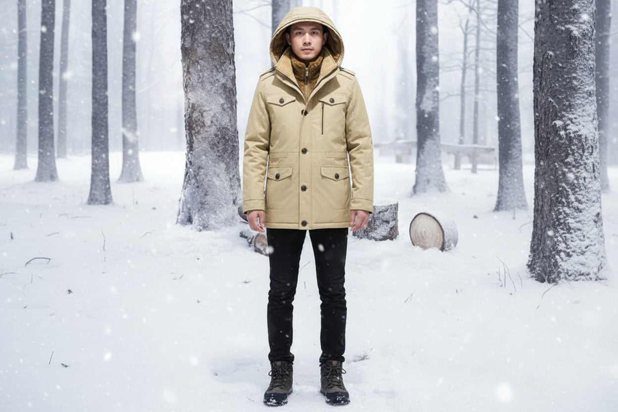 Mens Hooded Military Style Coat