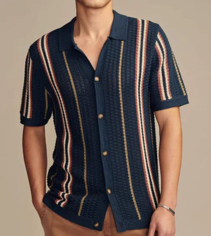 Camiseta Polo de Punto Hueco Casual para Hombre (Una Pieza)